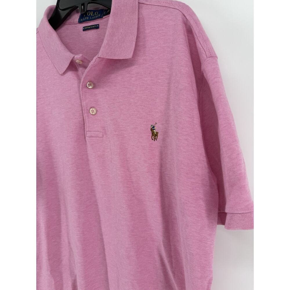 Polo Ralph Lauren - Custom Slim Fit - Light Pink Cotton Polo Shirt - Large - Picture 3 of 5